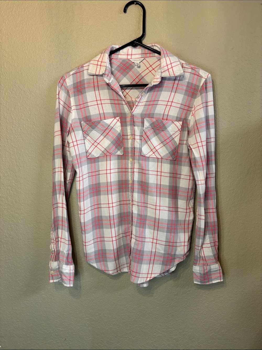 Aeropostale Shirt Women’s Plaid Long Sleeve Button Down Top Casual Classic Sz XS